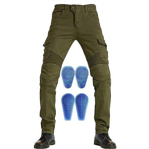 Jeans denim de moto pour jeunes avec protections fesses et genoux en silicone bleu