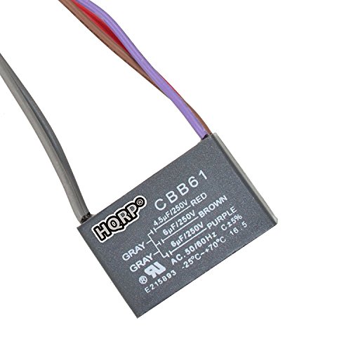 HQRP Capacitor Compatible with Harbor Breeze Ceiling Fan CBB61 4.5uf+6uf+6uf 5-Wire UL Listed