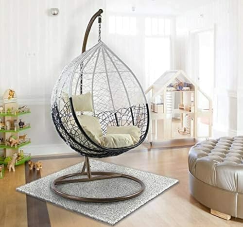 Image of Single Seater Swing Chair with Stand and Cushion Hammock Swing for Adult Outdoor Indoor Garden Living Room Balcony Hanging Chair (Black & White)