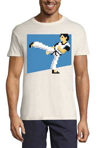 T-shirt Martial Arts 8 bits Homme Naturel Coton Col Rond Graphique Vintage