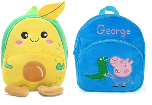 Image of blue tree Cute Boy's and Girl's Plush Bag Medium Quality Full Embroidery Designs Mini Travel Backpack Mango (Mango-George)