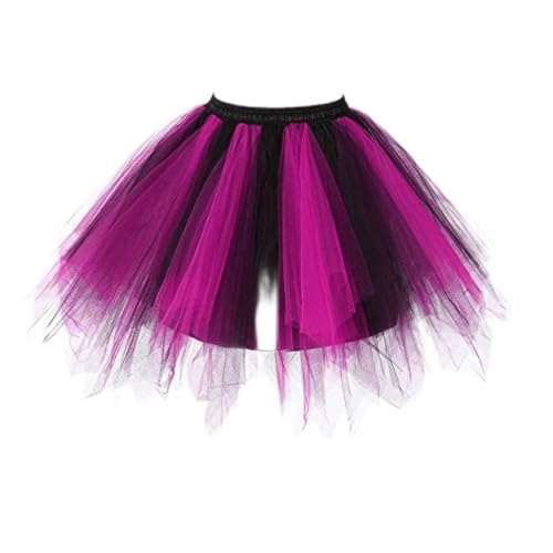 Tüllrock Damen Tütü Rock Ballett Unterrock Elastische Hohe Taille Ballettrock Mehrlagiger Tüll Petticoat Tanzkleid Minirock Halloween Karneval...