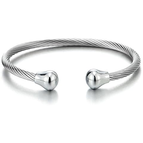 COOLSTEELANDBEYOND Steel Cuff Bangle Bracelet Cover