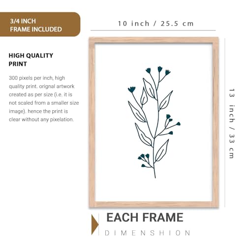 Image of kotart Botanical Art Home Decoration Painting | Floral Aesthetic Paintings With Frame For Living Room Bed Room Hotel Wall Decor Digital Reprint Set of 3 (10X13 inch)