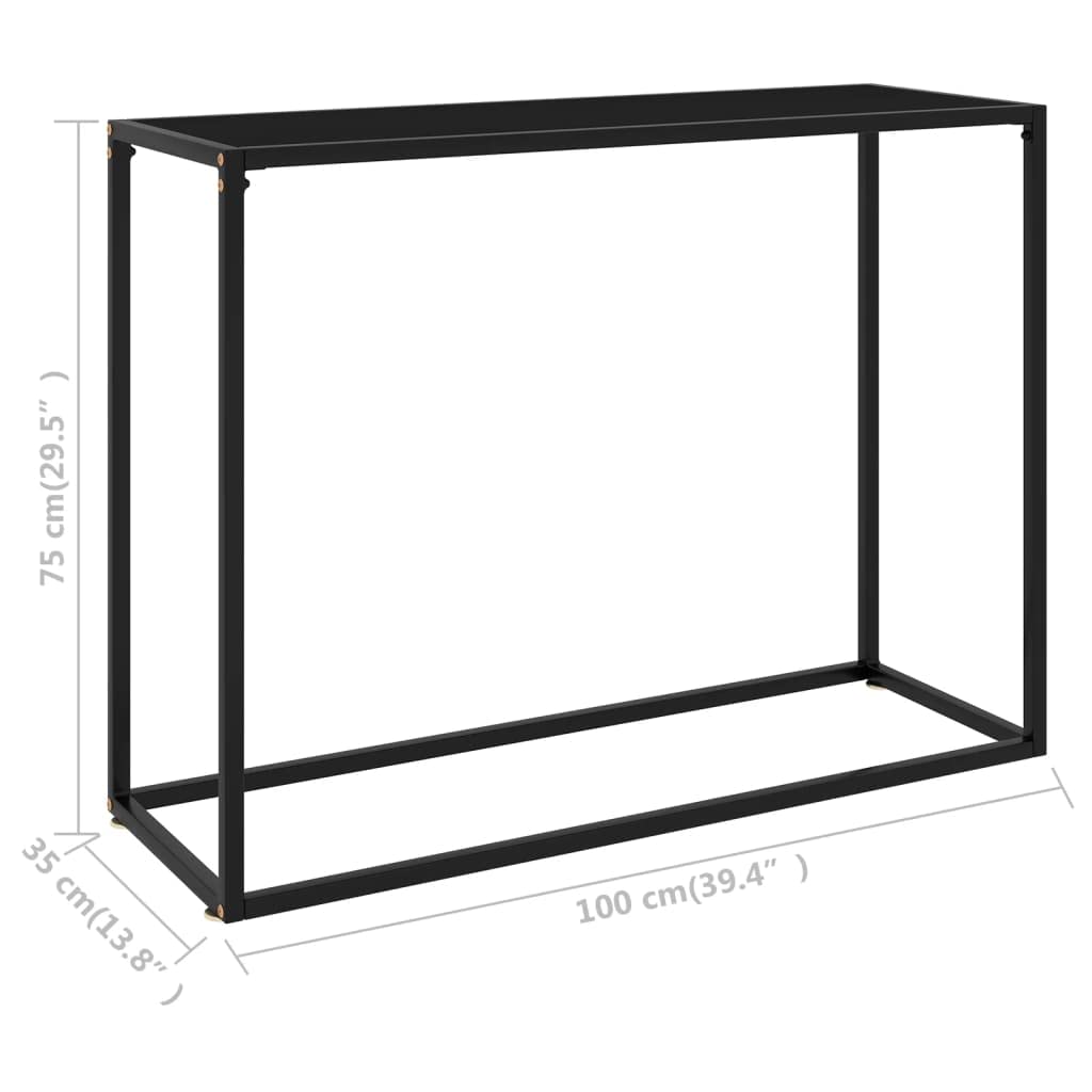 vidaXL Stolik konsolowy, czarny, 100x35x75 cm, szkło hartowane