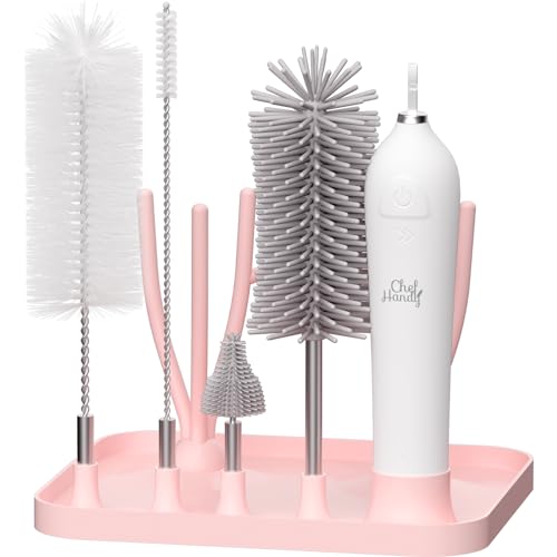 Image of Chefhandy Electric Baby Bottle Brush Set with Silicone Nipple Brush and Drying Rack, Electric Cleaner Set,3 Adjustable Speeds, USB Rechargeable
