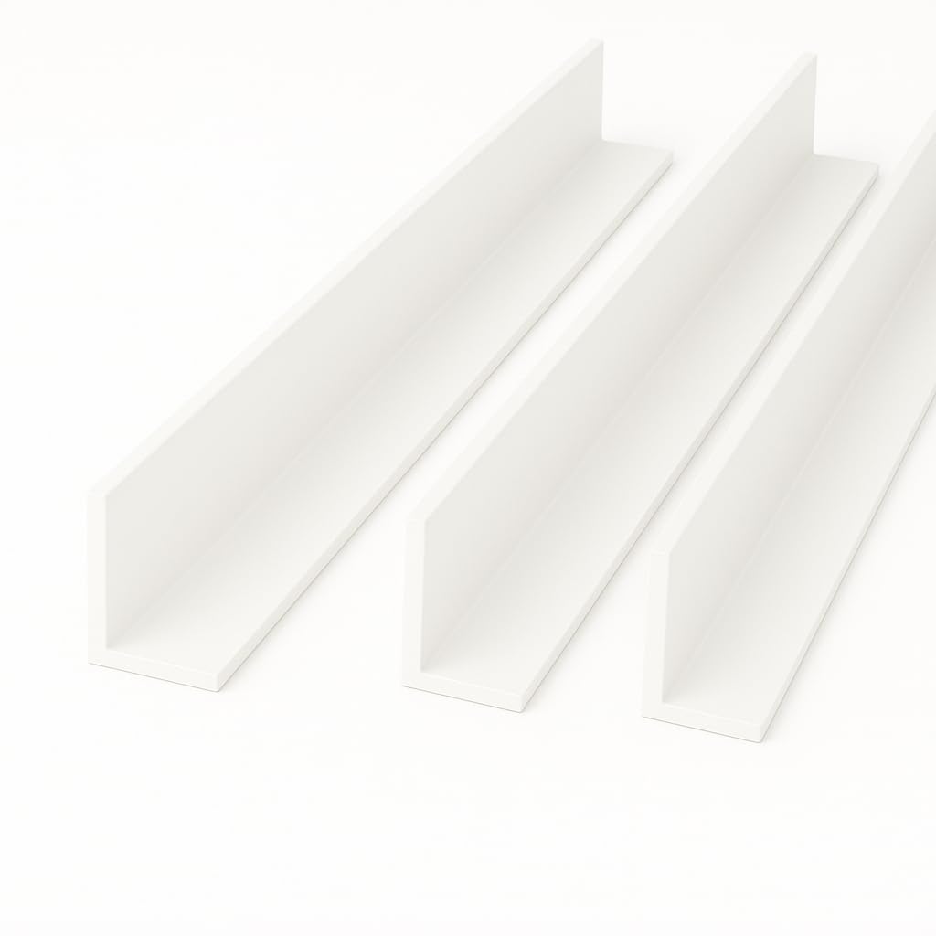 3 x White 1 Metre UPVC Plastic Rigid Angle 50 x 25mm Corner Cover Trim 90 Degree