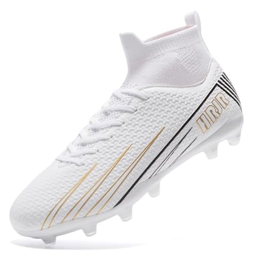 HRJR Mens Soccer Cleats Football Cleats Outdoor Athletic Sneaker White 5