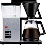 Melitta Aroma Signature DeLuxe Filterkaffeemaschine mit Glaskanne, Timer- und Temperaturspeicherfunktion, schwarz, 1007-02 (Generalüberholt)