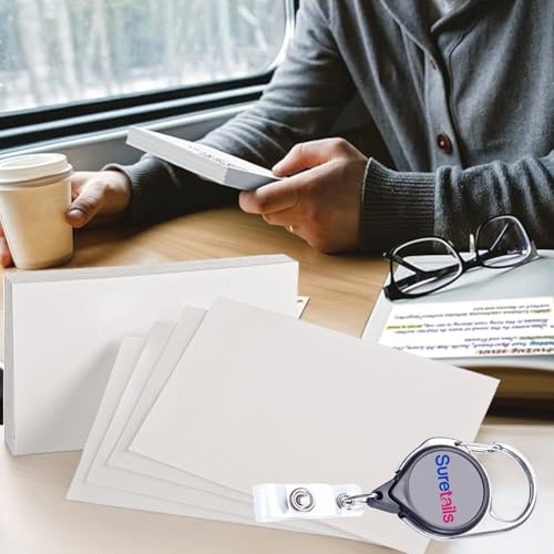 4 x 6 cartões de índice em branco, 0,3 g, embalado com um porta-crachá retrátil de identidade, carto