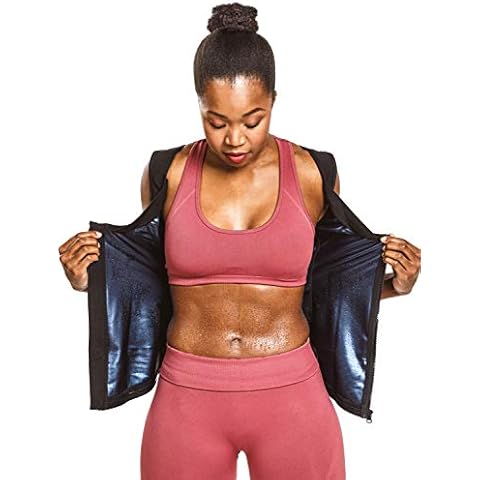 Sweat Shaper Women’s Premium Workout Compression Athletic Zip Tank, Slimming Zip Vest, Black, XXL/3XL Cover