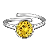 beautlace November Birthstone Adjustable Rings Silver Plated Birth Stone Open Ring Birthday Gifts...