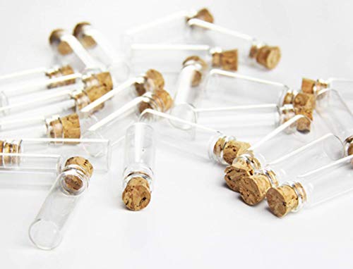 1Ml Small Mini Tall Clear Glass Bottles/Jars With Corks Stoppers For Arts & Crafts, Projects, Decoration, Party Favors+ 50 Pcs Gold Metal Eye Hook Pin Screws,50 Pcs #TOP3