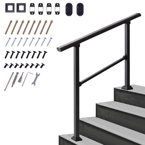Pmango Carbon Steel Handrail for Outdoor 4 Steps, 54" L
