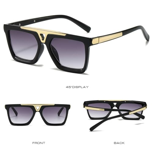 Oversized Sunglasses Women Men Vintage Big Frame Metal Cutout Fashion Shades for Female Uv4004