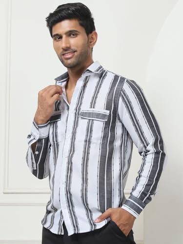 Image of Indian Needle Men's Striped Regular Fit Shirts