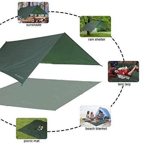 Andake Waterproof Camping Tarp Hiker Camping Tarp Ultralight Tent Footprint Floor Picnic Mat Pocket Footprints Beach for Camping, Picnic, Hiking, Outdoor, Beach, Backpacking (86, 57)