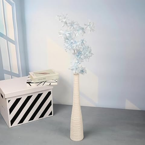 Tall White Ceramic Floor Vase for Decor Cover