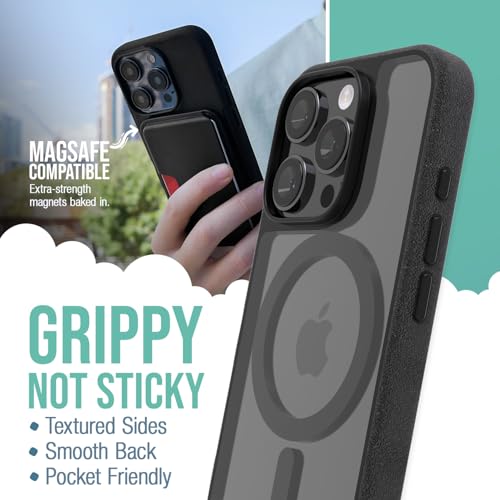 Image of Smartish iPhone 16 Pro Magnetic Case - Gripmunk Compatible with MagSafe [Lightweight + Protective] Slim & Thin Grip Cover with Microfiber Lining for Apple iPhone 16 Pro - Clearly Black