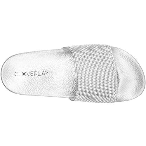 CLOVERLAY Women's Slide Sandals Rhinestone Glitter Platform Slides Sandals Slippers4