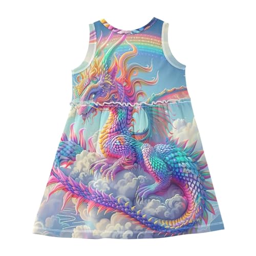 CHIFIGNO Girls' Dresses Sleeveless Crewneck Summer Beach Dress Kids Clothes Holiday Dresses 2-8T2