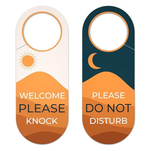 Laroal Panneau de porte « Please Do Not Disturb » / « Welcome Please Knock » Lot de 2 panneaux à suspendre universels 22,9 x 8,9 cm pour chambre/hôtel/bureau