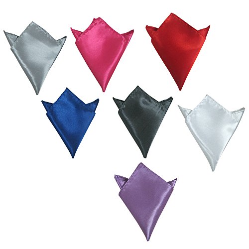 COSMOS 7 Pcs Men's Solid Different Color Pocket Squares Fashion Handkerchiefs Towel