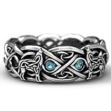 POSDN Vintage Viking Celtic Noeud Guerrier Loup Tête Anneaux pour Hommes Rétro Punk Loup Totem Heavy Metal Anneau Hip Hop Rock Biker Bijoux