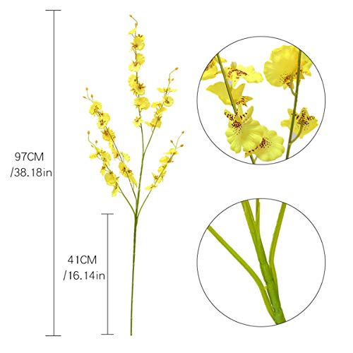 Nubry 12Pcs Artificial Orchids Flowers Fake Silk Dancing Lady Orchid Faux Long Stem Flowers In Bulk For Home Wedding Office Party Festive Indoor Outdoor Decoration (Yellow) #TOP4