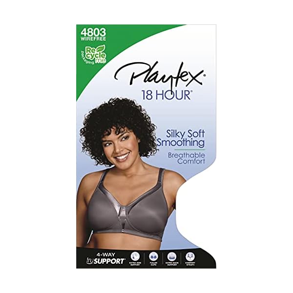 Playtex womens 18 Hour Silky Soft Smoothing Wireless Us4803, Available in Single and 2-pack Bras, Private Jet, 38DDD US