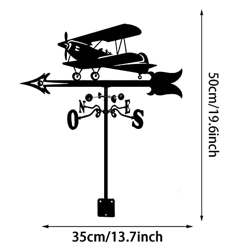 Veleta de viento duradera hecha de acero inoxidable con diseño de avión retro 5