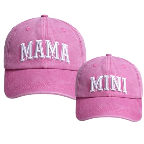 2PCS Mam and Mini Matching Baseball Caps,Parent-Child Hat, Adjustable Cotton Embroidered Baseball Hat for Mom Girl/Boy