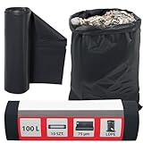 KOTARBAU Bolsas de basura para cargas pesadas, 100 L, 75 µm, de LDPE, extrafuertes, para cargas pesadas, extrafuertes, 100 litros, bolsas de basura grandes, para residuos de construcción