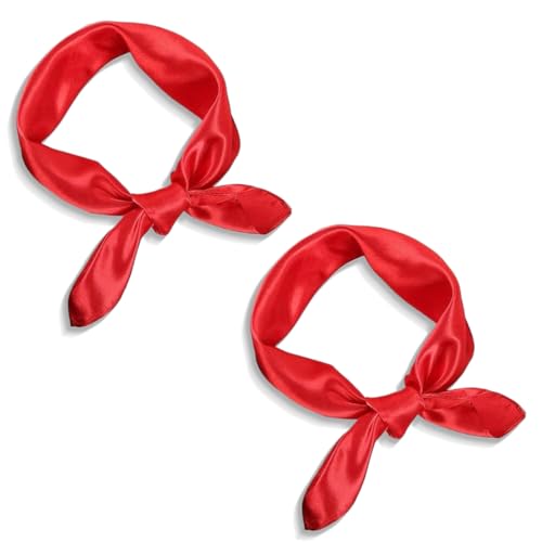 XYTAHDM - Paquete de 2 bufandas de seda roja para mujer, suaves y ligeras, cuadradas, creativas y prácticas, para cenas