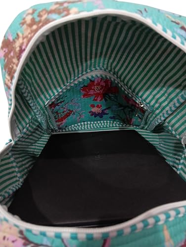 Image of Doraya Cotton Quilted Unisex Backpack Hand Block Floral Printed Design Stylish Eco-Friendly Bag for School, Travel, and Everyday Adventures