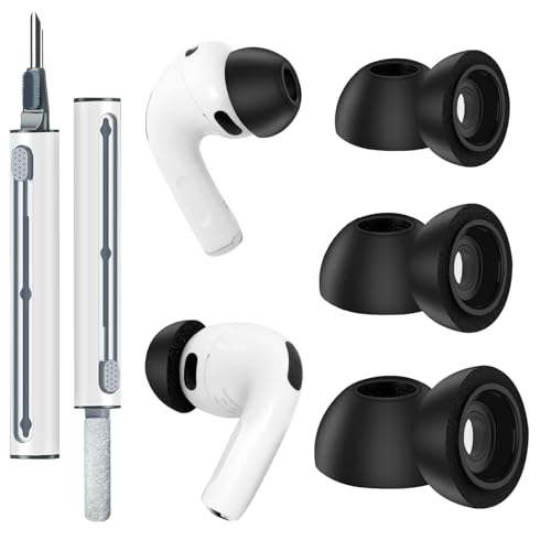 Memory Foam Eartips Compatible with Airpods Pro 3 (2025), Soft Anti-Slip Replacement Tips Compatible with AirPods Pro 3rd Generation with Dust Guard Screen & Cleaning Pen, 3 Pairs (S/M/L, Black)