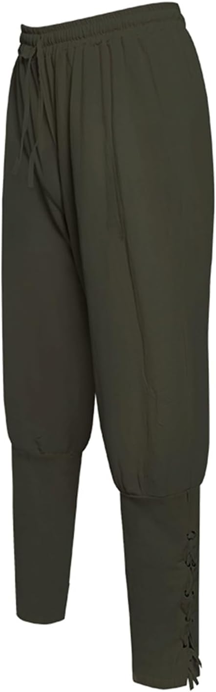 Men's Renaissance Medieval Trousers, Halloween Role Play Pirate Drawstring Pants