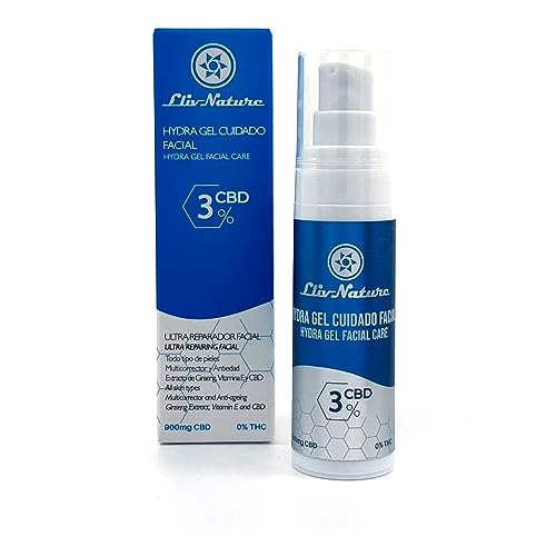 Llivnature Reparador facial ultra 30 ml, 900 mg CBD, gininseng e vitamina E. Multicorretor e anti-idade. Contém 95% de ingredientes de origem natural.