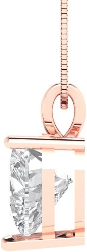 Clara Pucci 2 cttw Simulated Diamond Rose Gold-Plated Silver Necklace and Pendant for Women (18" Box Chain,Heart Cut,8mm) - Image 3