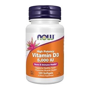 NOW Foods Supplements, Vitamin D-3 5,000 IU, High Potency, Structural Support*, 120 Softgels