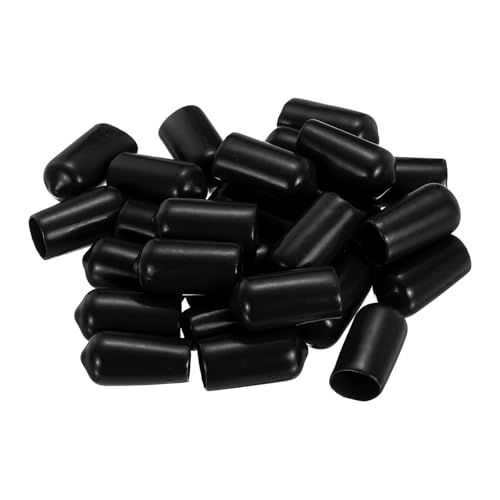 Image of uxcell 88Pcs Rubber End Caps, 10.5mm(7 /16 inch) ID Round Screw Thread Protectors Flexible Screw Bolt Covers Caps for Metal Tube Rod Bolt, Black