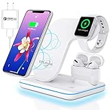 Wireless Charger, 3 in 1 15W Fast Charging Station for Apple iWatch SE/6/5/4/3/2/1,AirPods Pro/2/3, Charging Stand for for iPhone 14/13/12/11 Series/XS MAX/XR/XS/X/8/8 Plus
