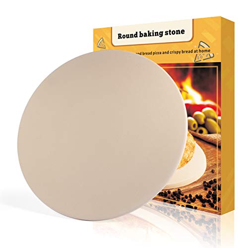15 Inch Round Pizza Stone, Heavy Duty Ceramic Pizza Grilling Stone, Baking Stone for Oven Grill and Toaster Oven, Ideal for Baking Crisp Crust Pizza, Bread, Cookies and Outdoor