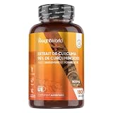 Curcuma Gingembre Poivre Noir 180 Gélules Vegan (6 Mois) - 95% Curcumine...