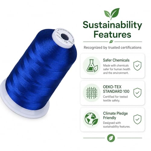 Image of Simthread 5500Yds /5000M 40WT Polyester Embroidery Thread Ultramarine 406 | High-yardage 5000M spool offers smooth feeding and stable 40WT polyester thread for home and commercial embroidery machines.