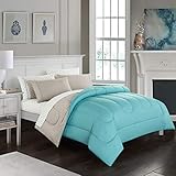 Casa Lightweight Set Reversible Comforter, King, Aqua immagine