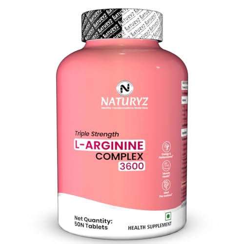 Image of NATURYZ Triple Strength 3600mg L-Arginine Complex | Bioactive form Arginine AKG & HCL for better absorption | Improves Pump & Performance | Ideal Pre-workout Supplement for Men & Women - 50 tablets
