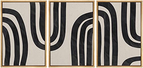 wall26 Framed Canvas Wall Art Print Set Black & Tan