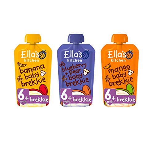 Ella's Kitchen Organic Baby Brekkie Variety Pack, Weaning Stage 1 (Pack of 18 Pouches), 6+ Months Baby Food, 100g Pouch