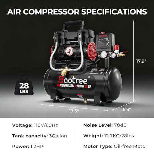 Ultra Quiet 1.2HP Air Compressor with Wheels